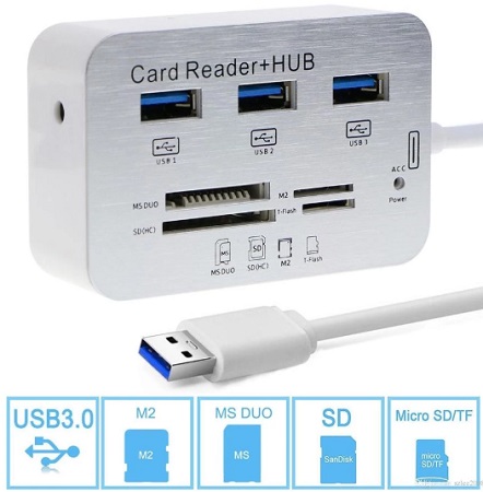 USB 3.0 Multiple 2 Port Hub & 2.5 SATA & TF SD MS Card Reader For Laptop Macbook & PC Computer U3-267 